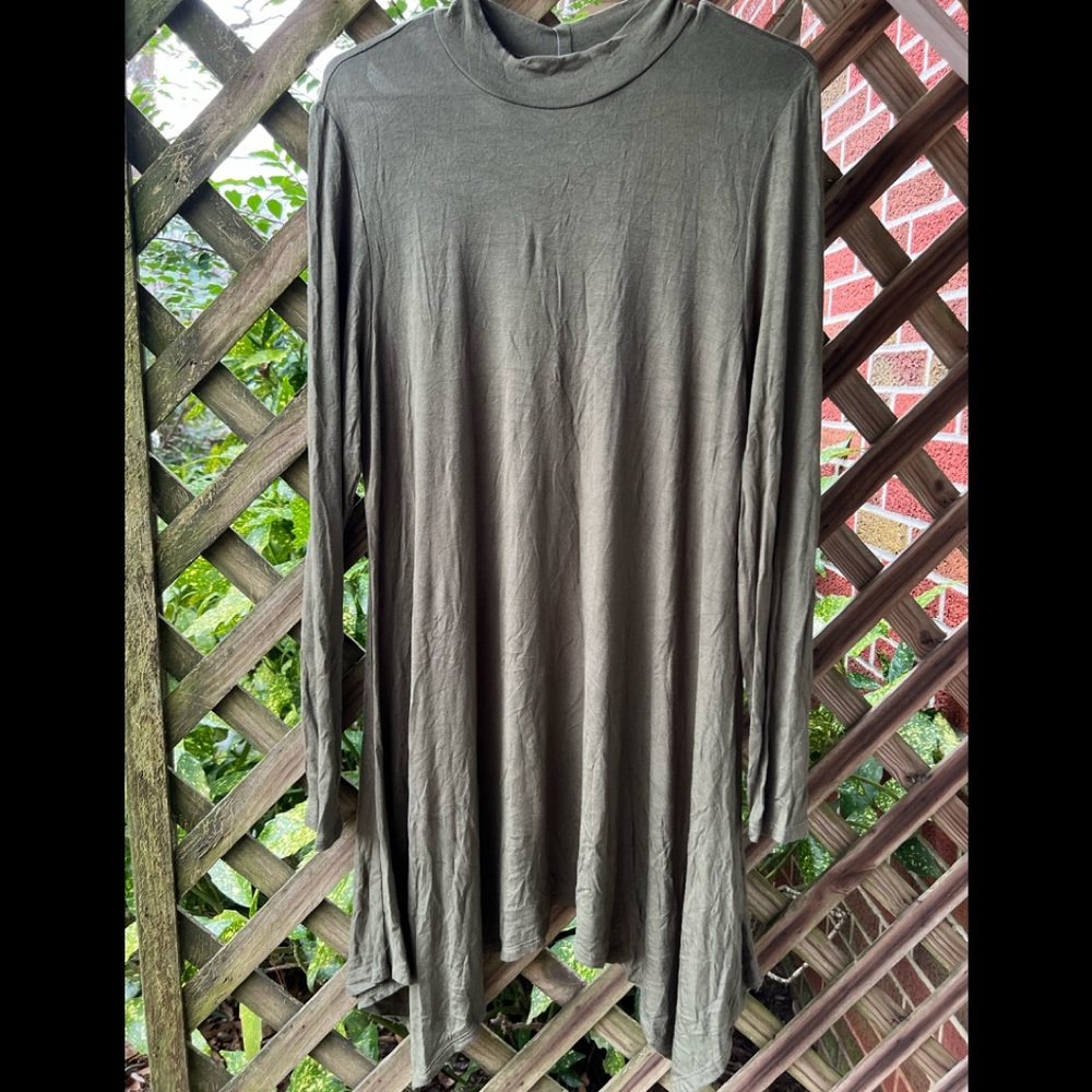 Long sleeve olive green dress
